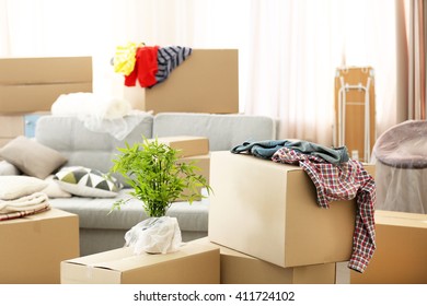 Packed Household Goods For Moving Into New House