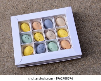 A packet of pastel coloured Easter eggs 