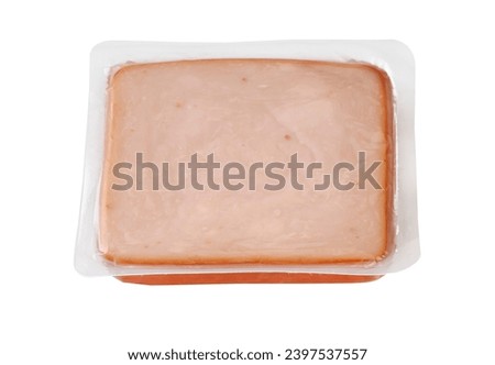 A packet of slices of ham or turkey. Clipping path.
