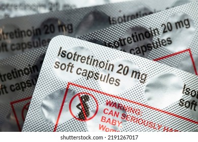 Packs Of Isotretinoin Or Roaccutane Tablets Used To Treat Severe Acne