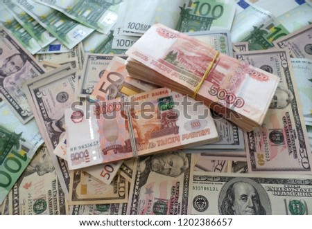 Packs Million Of Russian Rubles With Dollars And Euro Packs Million Of Russian Rubles With Dollars And Euro