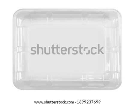 Packshot/ Clear plastic box packaging isolated on white background