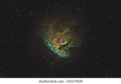 The Pacman Nebula Mapped To Hubble Palette Colors