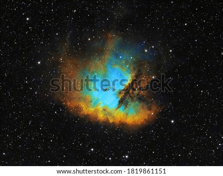 The Pacman Nebula (NGC 281), a bright emission nebula and H-alpha region located in the constellation Cassiopeia, 9500 light years away from Earth