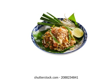 Pad Thai Isolated On White Background With Clipping Path