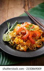 Pad Thai Noodles With Shrimp, Popular Thai Street Food