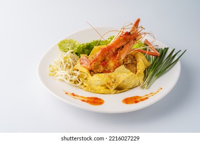 Pad Thai Prawn Wrap The Egg White Background