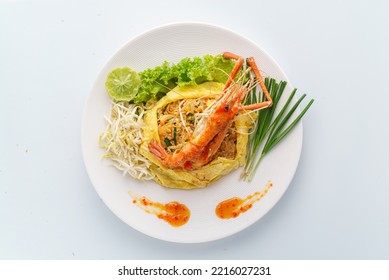 Pad Thai Prawn Wrap The Egg White Background