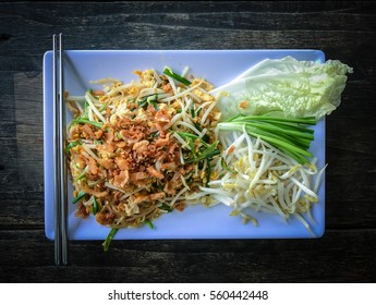 Pad Thai Or The Thai Style Noodle, Top View