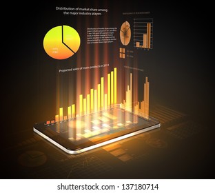 The Pad and three-dimensional graphics on gray background . illustration - Powered by Shutterstock - Get 15% off with code: PIKWIZARD15