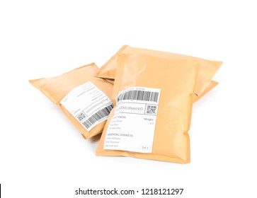 Padded envelopes on white background. Parcel delivery