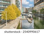 Paddington Basin on Paddington Waterside part of the Grand Union Canal in London