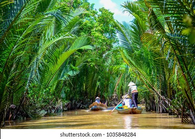 Paddle boats Mekong Delta Vietnam