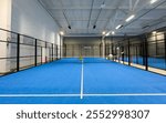  Paddle tennis blue court without people 