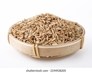 Paddy Seed In Bamboo Basket
 On Paddy Seed Background