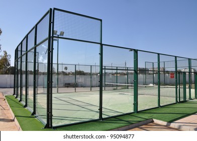 Padel Court Under Clear Blue Sky