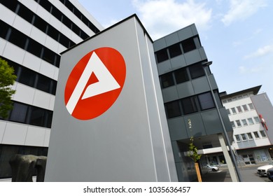 Paderborn, North Rhine-Westphalia / Germany - April 29, 2015: Logo of a Job Center, the state owned employment agency in Paderborn, Germany