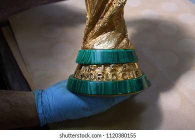 Paderno Dugnano, Milan / Italy - June 25 2018: Original FIFA World Cup Trophy Being Made