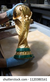 Paderno Dugnano, Milan / Italy - June 25 2018: Original FIFA World Cup Trophy Being Made