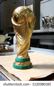 Paderno Dugnano, Milan / Italy - June 25 2018: Original FIFA World Cup Trophy Being Made