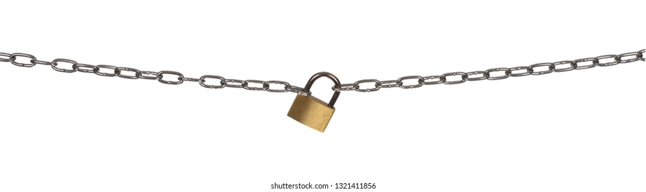 The padlock and chains isolated on a white background