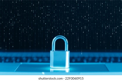 Padlock. Data security. Network protection. Internet security and data protection concept. Cyber data and information privacy.