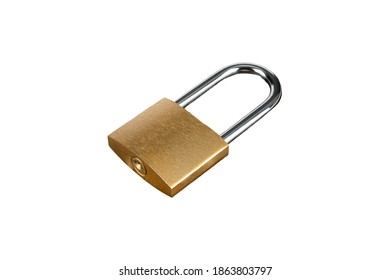 Padlock Golden Lock In Isometric View Isolated On White Background