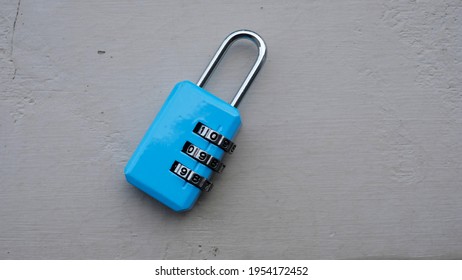 Padlock luggage lock code on white background.