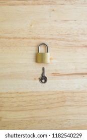 Padlock Master Key Lock On Wood.