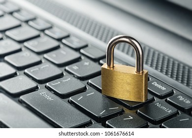 Padlock on computer keyboard. Network Security, data security and antivirus protection PC.