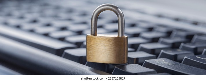 Padlock on computer keyboard. Network Security, data security and antivirus protection PC. - Shutterstock ID 2237105817