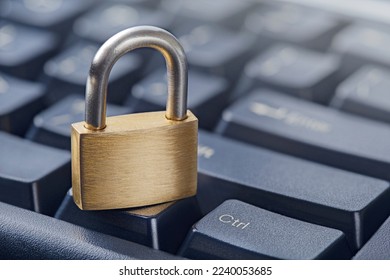 Padlock on computer keyboard. Network Security, data security and antivirus protection PC. - Shutterstock ID 2240053685
