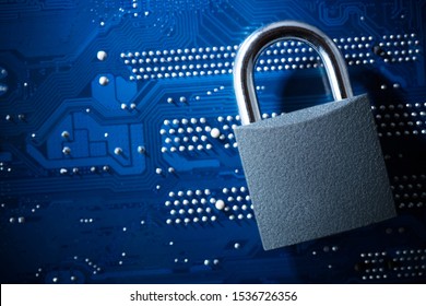 Padlock on computer motherboard. Internet data privacy information security concept. Antivirus and malware multilayer defense. - Powered by Shutterstock - Get 15% off with code: PIKWIZARD15