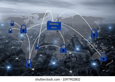 Padlock Over EU Map, Symbolizing The EU General Data Protection Regulation Or GDPR. Designed To Harmonize Data Privacy Laws Across Europe.