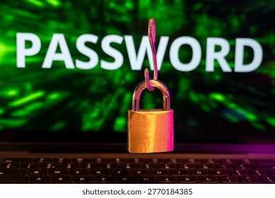 Padlock and Password Security Concept