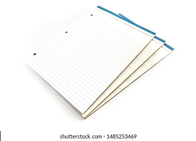 Pads Of White Three Hole Punched Note Paper Isolated On White