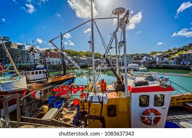 Padstow Harbour With Fishing Boat In Foreground Taken At Padstow, Cornwall, UK On 12 May 2015