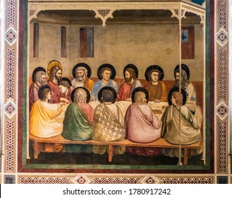  Padua, Italy - July 6, 2020: Last Supper by Giotto in Scrovegni Chapel
