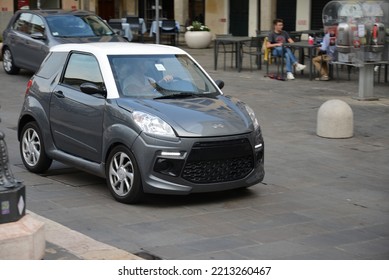 PADUA, ITALY - JUNE 16, 2015: LIGIER JS50 Ultra Compact City Car On The Street