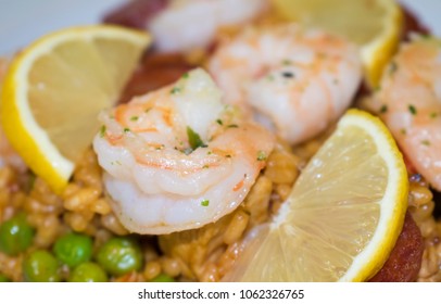 Paella dish with Gambas