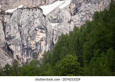 The Pagan Girl, Ajdovska Deklica, Face In The Northern Wall Of Prisank Mountain Created By Rock Features, Slovenia