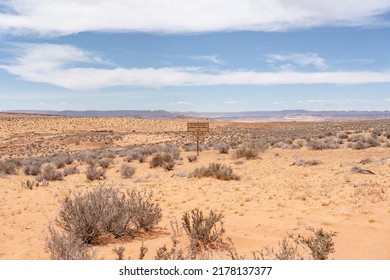 Page, AZ - June 5, 2022: No Trespassing Tribal Land Sign In Desert Landscape At Navajo Nation, Arizona, USA