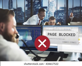 Page Blocked Browsing Connection Data Failure Concept
