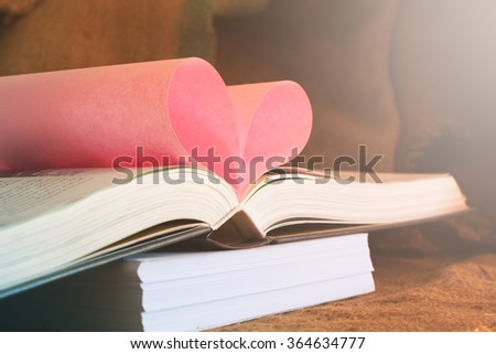 Page book in love pink,Concept of Valentine's Day. Vintage Style