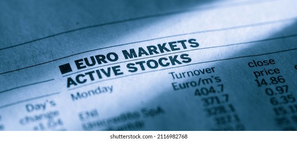 Page With Columns Of European Stock Market Data