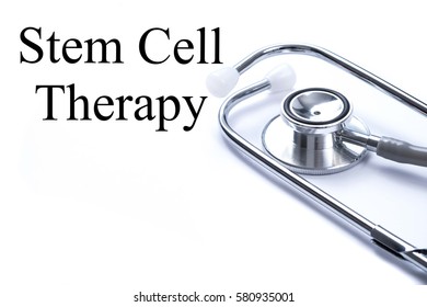 Page With Stem Cell Therapy On The Table With Stethoscope, Medical Concept.