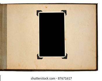 Page of vintage photo album, with photo frames.