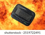 Pager explosion on fire background