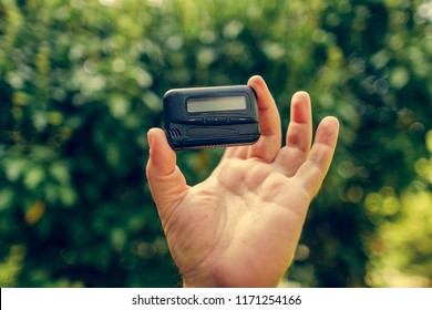 Pagers, Old Vintage Beeper, Pager In Hand