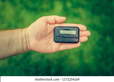 Pagers, Old Vintage Beeper, Pager In Hand